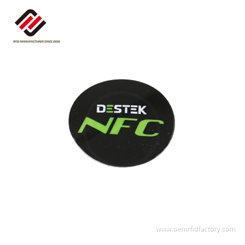 Diámetro 30 mm forma redonda Ntag215 NFC etiqueta adhesiva 13,56 Mhz etiqueta de papel pasivo
 
